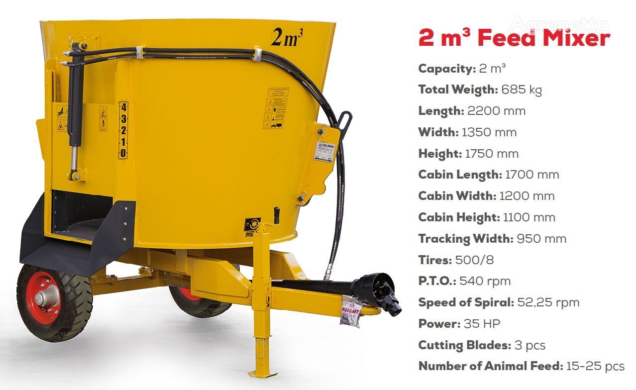 new Çelmak 2 m³ FEED MIXER WITH VERTICAL HELICAL ; FEED PREPERATION &SPREAD