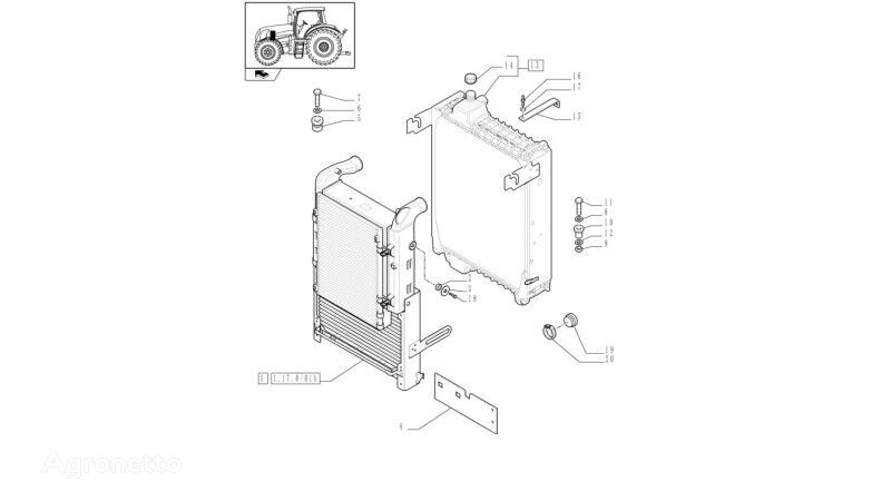 New Holland T6010 Zespół chłodnicy 84249165 engine cooling radiator for New Holland T6010 wheel tractor